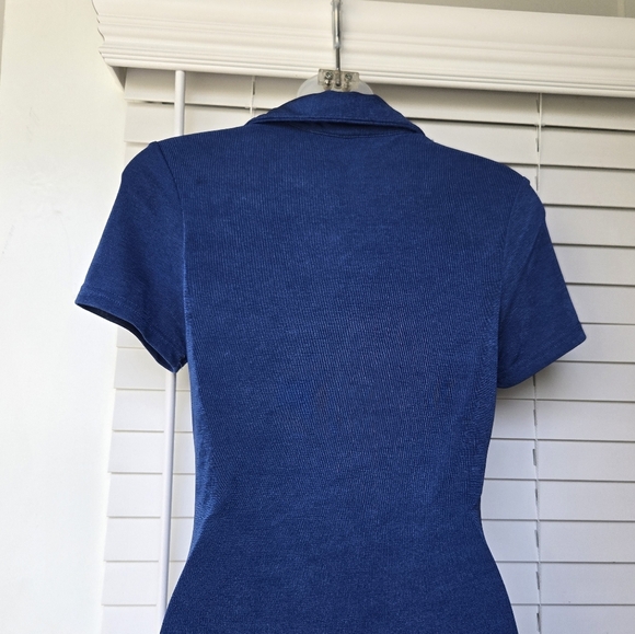 Fashion Nova Silky Smooth Slinky Maxi Dress - Royal Blue Button Up Sz M - Picture 9 of 11